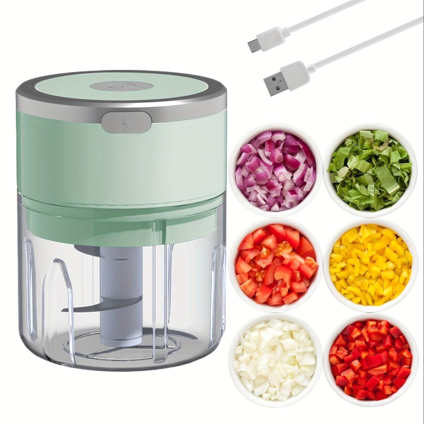 Qayta to'ldiriladigan sarimsoq maydalagich va sabzavot maydalagich 250ml sig'imli litiy batareyali oziq-ovqat xavfsiz