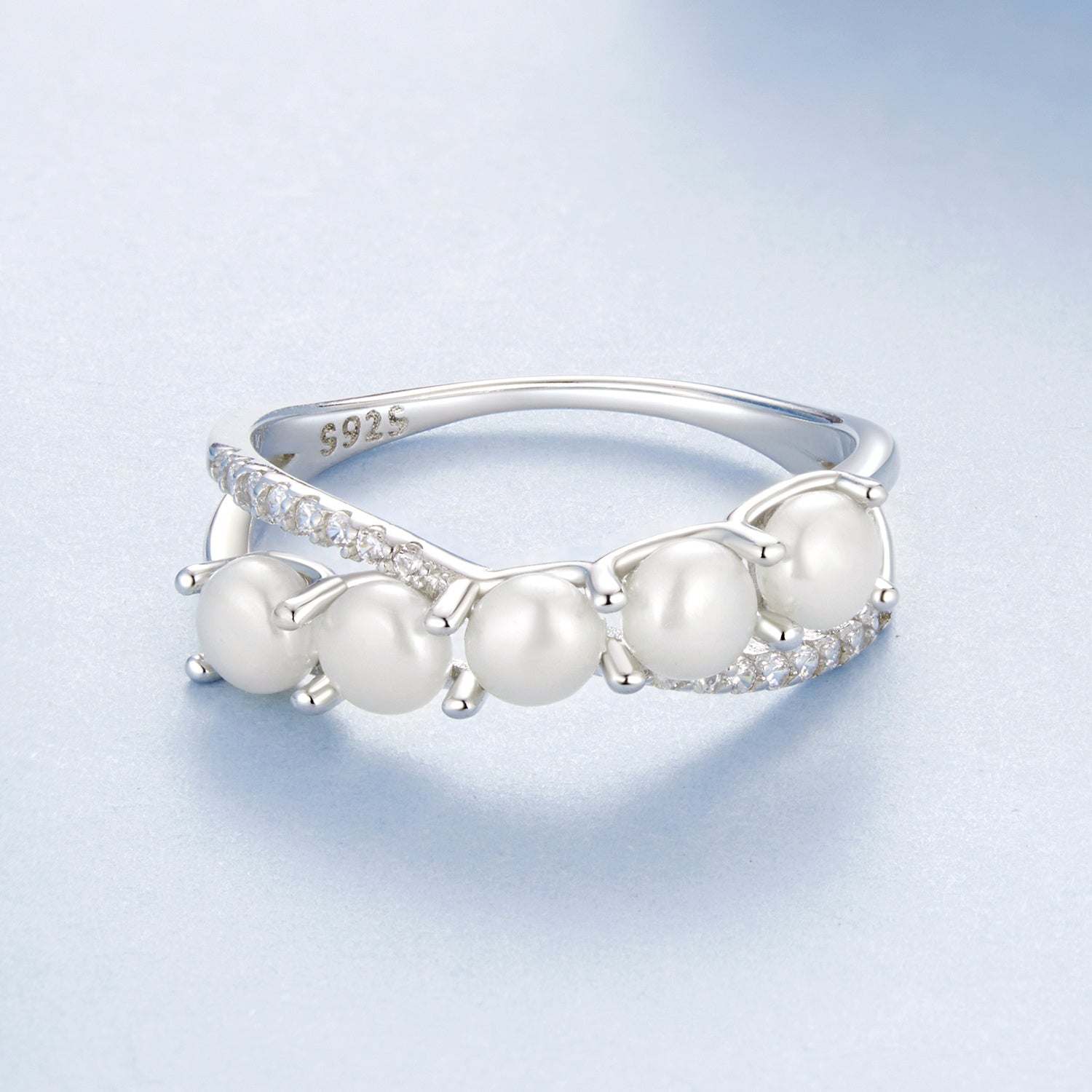 Women's Silver Anniversary Ring with Infinity Symbol and Freshwater Pearls