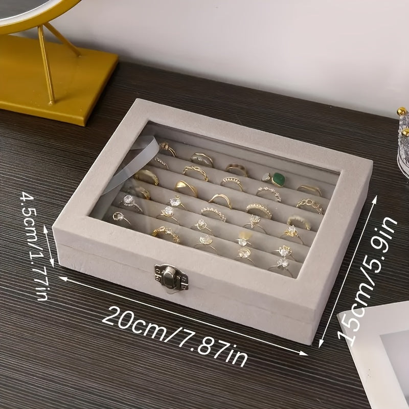 Бархатная шкатулка для украшений с защитной крышкой для колец, серег, ожерелий — органайзер для хранения