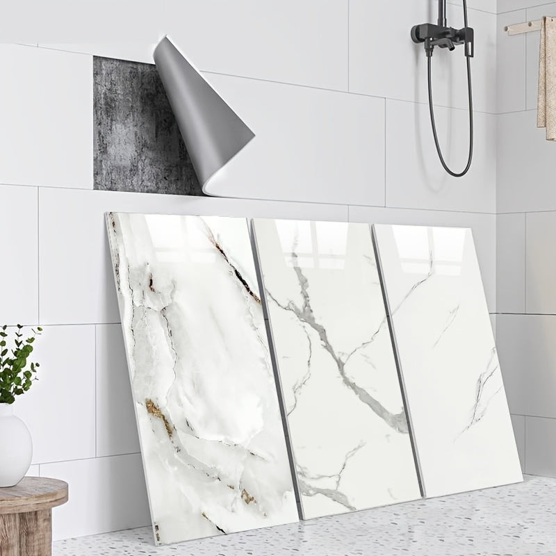 Juego de pegatinas de pared de mármol autoadhesivas para baño, cocina, sala de estar y oficina, 24 piezas