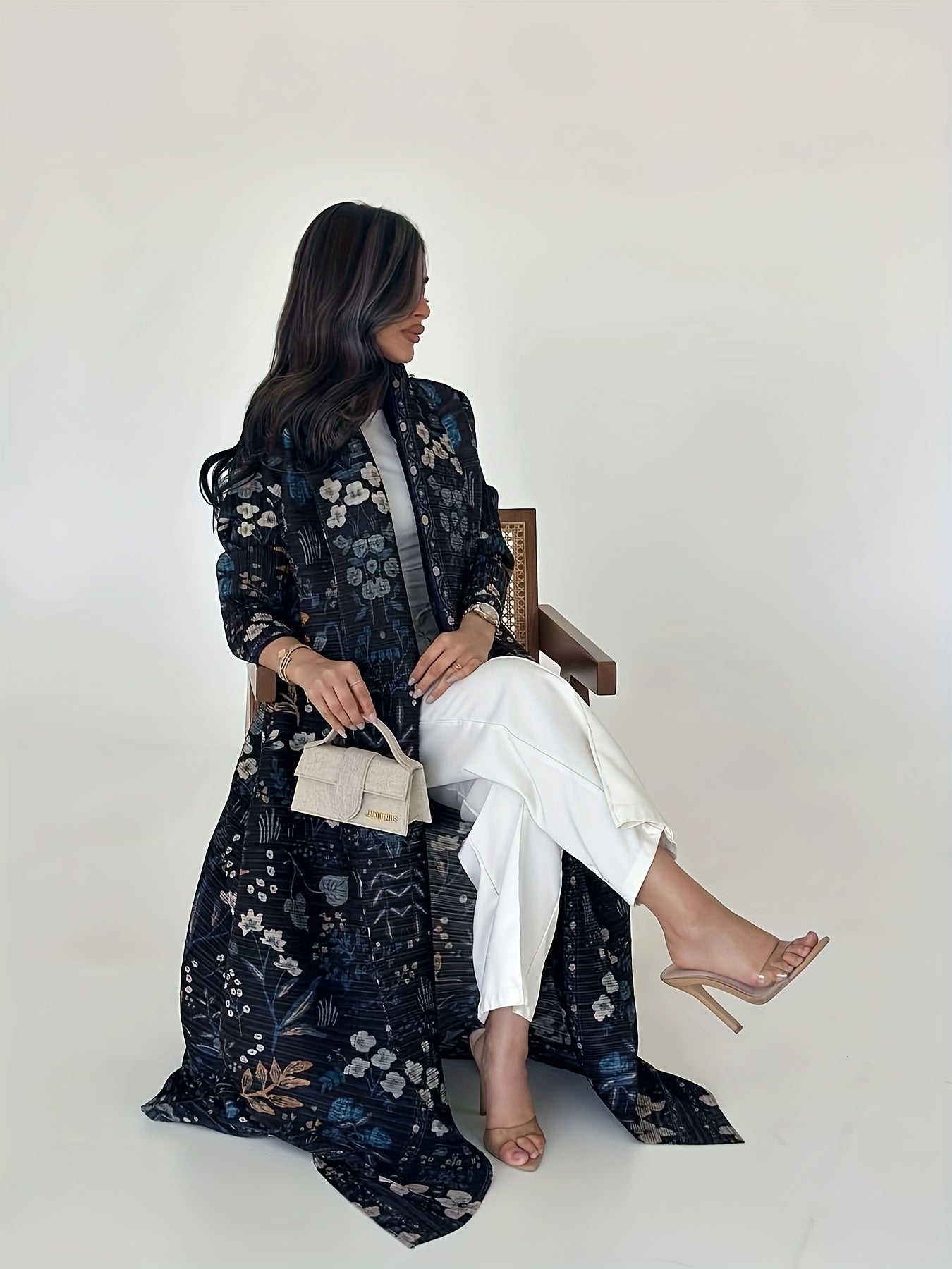 Women's Pleated Long Robe Eid Ramadan Elegant Cape Windbreaker Top for Formal and Daily Wear