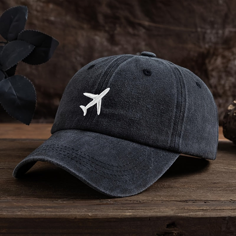 Embroidered Airplane Baseball Cap for Outdoor Activities Sun Protection Mountaineering Fishing