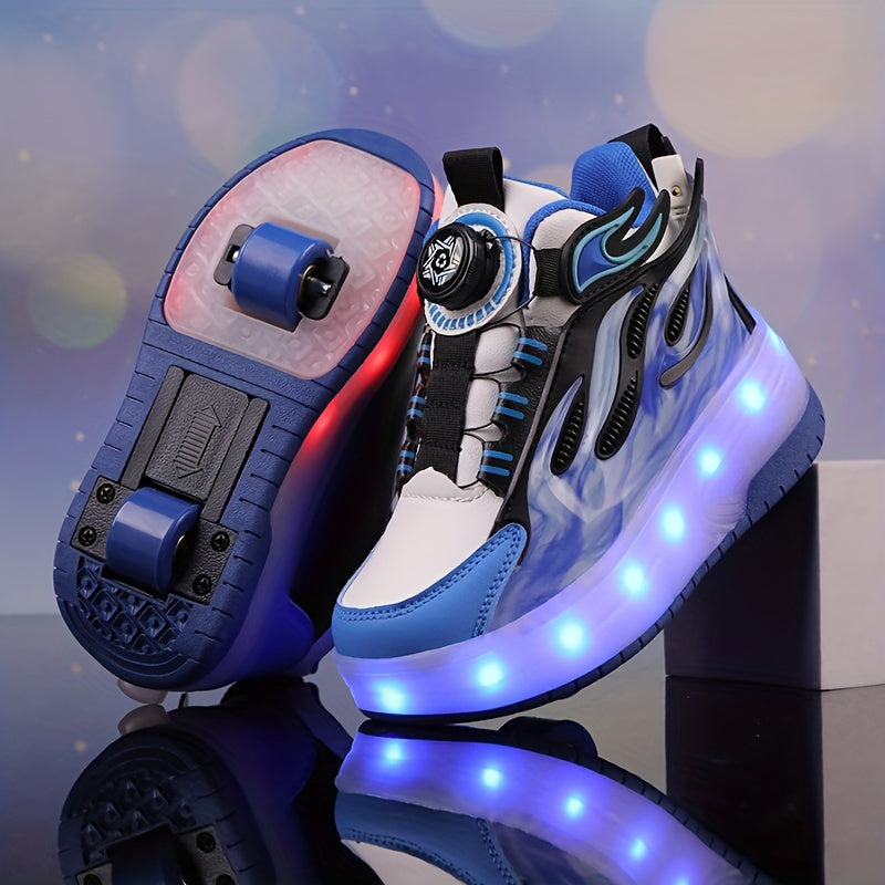 Kids' Low-Top Glowing Skate Shoes Breathable Non-Slip Indoor Outdoor Sneakers