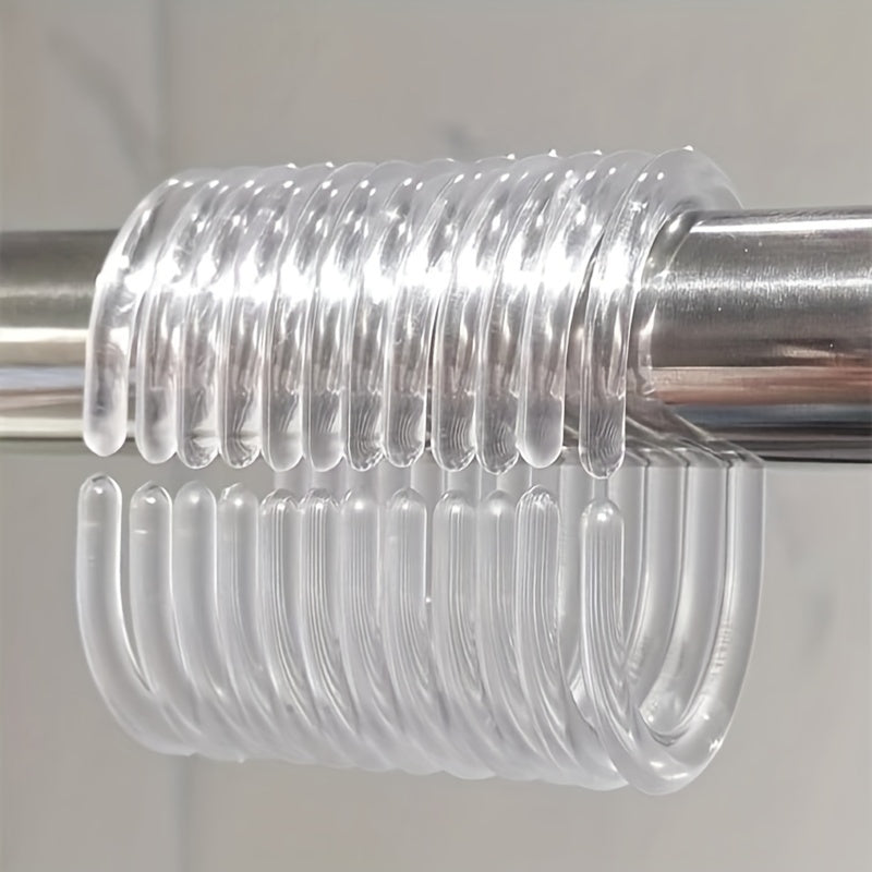 12 Premium Transparent Twistable Shower Curtain Rings for Bathroom Hanging