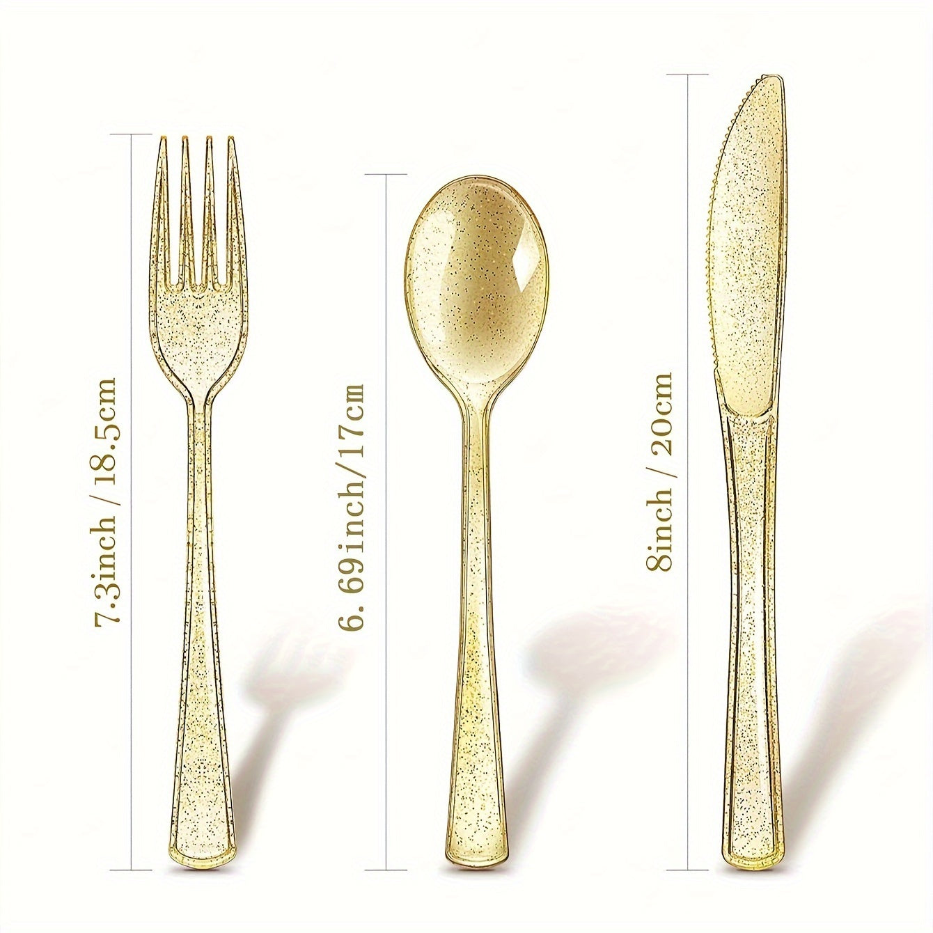 Juego de cubiertos de plástico con purpurina, 10 o 30 piezas, reutilizables, aptos para lavavajillas, para fiestas y eventos