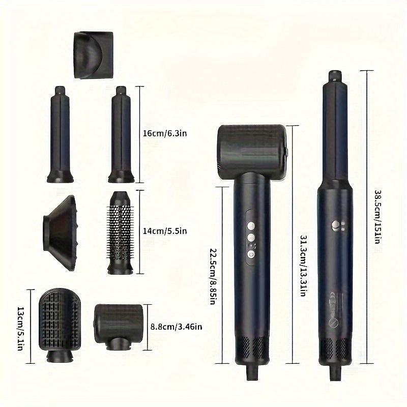 7-In-1 Hot Air Hair Dryer Brush with Negative Ion Ceramic for Frizz Control
