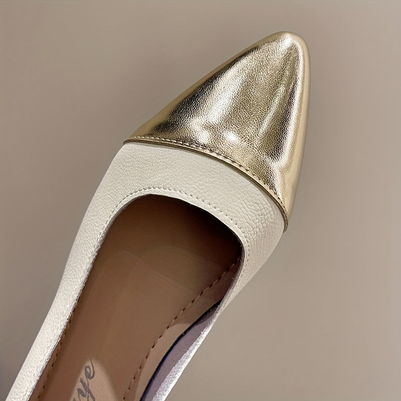 2024 Yangi Kelayotgan Ayollar uchun Tasodifiy Slip-on Pump, Tasmali, Oq Burchakli, Har Mavsumga Mos, Poliyuretan Yuqori, Flanel Ichki, Gumiy Taglik, PU Taglik.