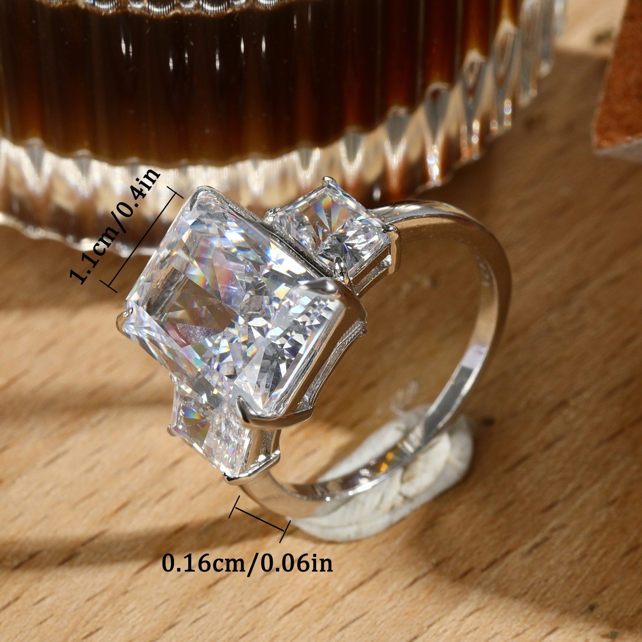 White Synthetic Gems Wedding Ring for Women Sterling Silver Engagement Jewelry