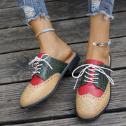 Women Flat Mules Slip-On Shoes Color-Block Comfortable Stylish