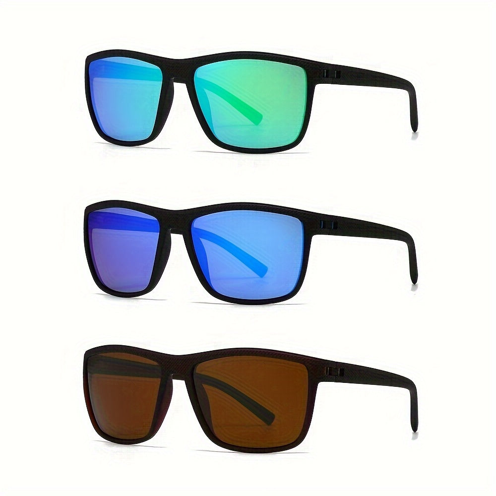 Set of 3 Polarized Square Frame Sunglasses for Men and Women Outdoor Travel and Photos