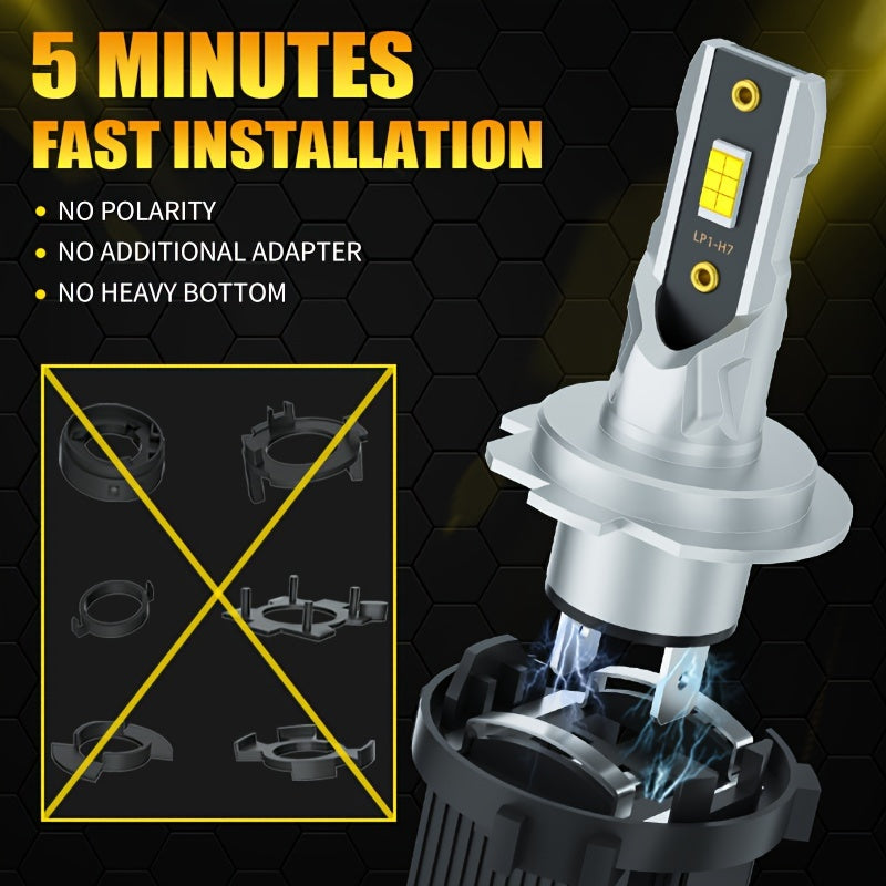 Bombillas de faro LED H7 90W 18000LM Luz blanca para coche, enchufar y listo