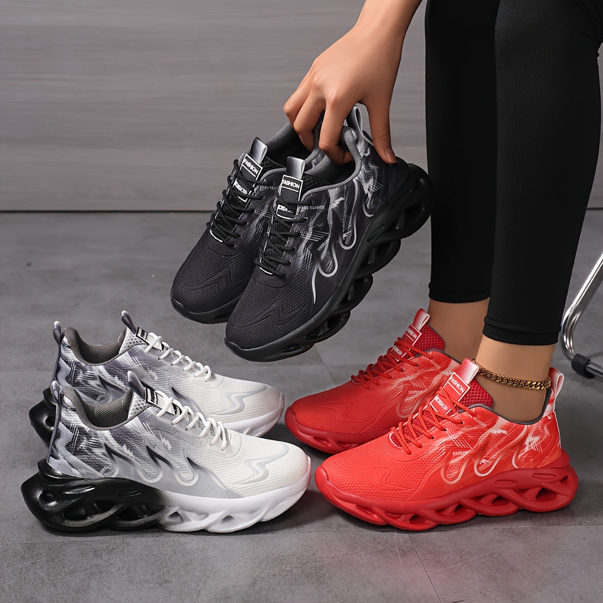 Women's Mesh Fabric Sneakers Low Top Lace-Up All-Season Casual Running Shoes