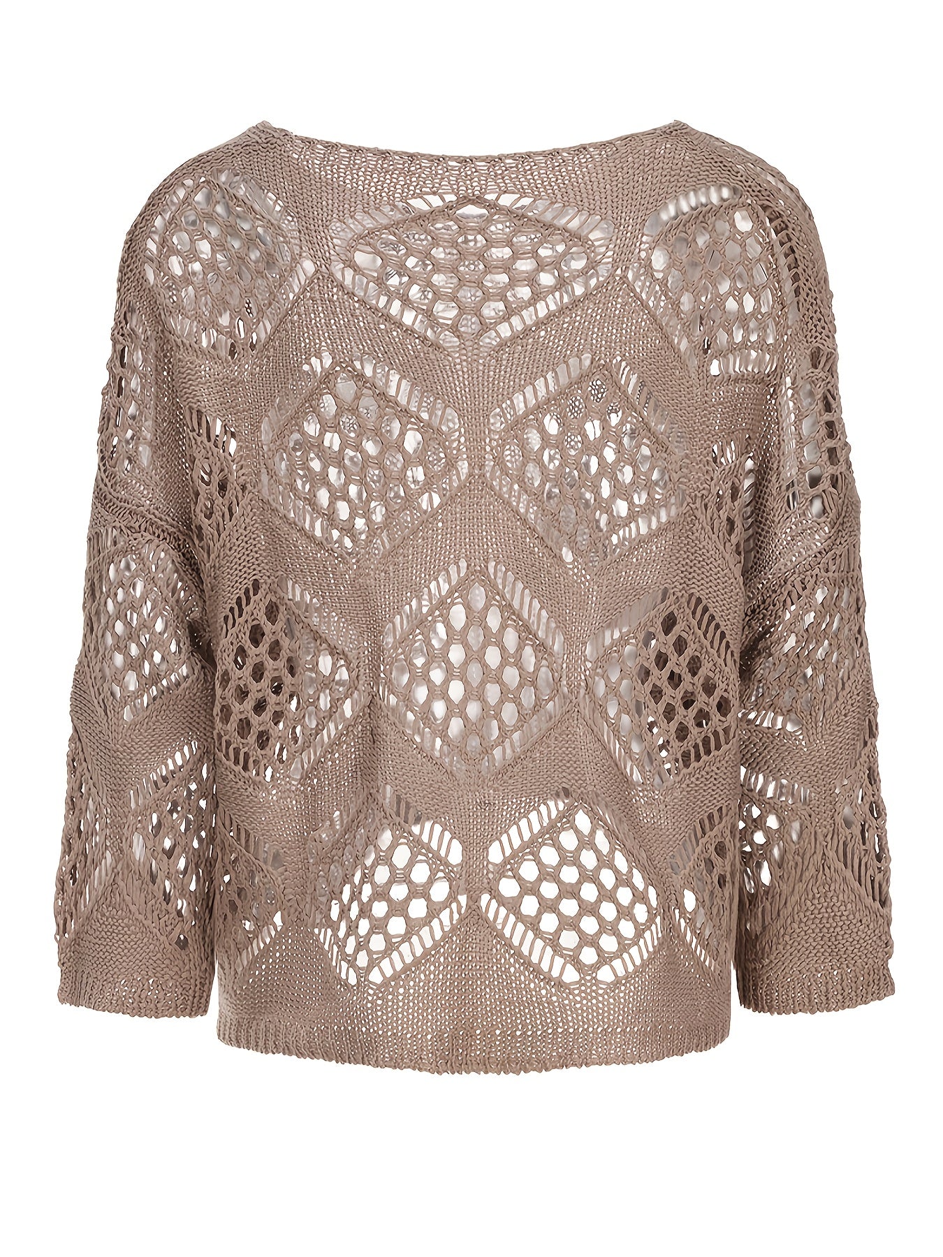 Women's Lace V-Neck Sweater Light Openwork Casual Top for Spring Summer Fall