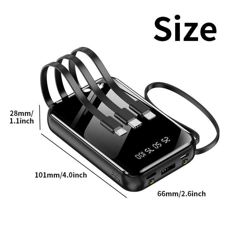 Портативный внешний аккумулятор емкостью 10000mAh, с LED-дисплеем, зарядным устройством USB Type-C, фонариком, перезаряжаемой литий-полимерной батареей и резервным источником питания для устройств iPhone/Android.