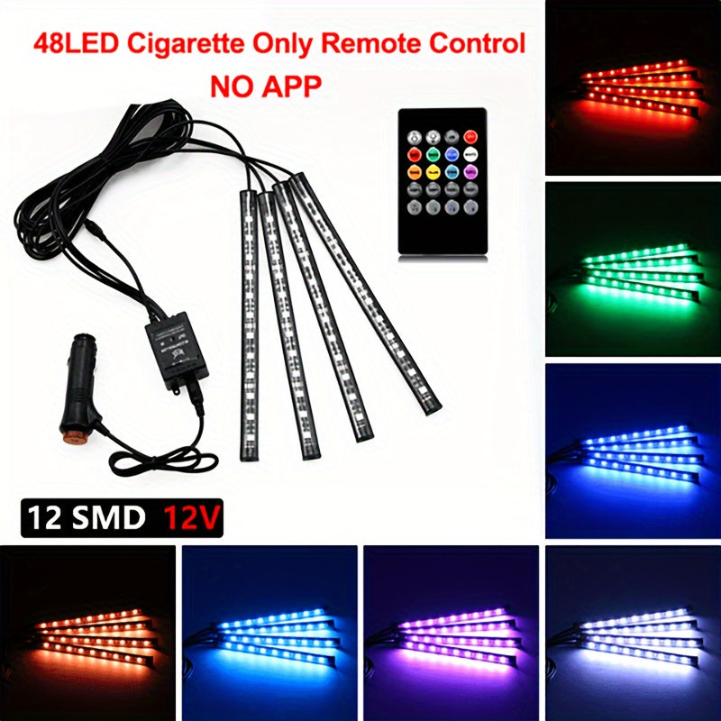 Kit de iluminación interior de LED RGB para coche con sincronización musical
