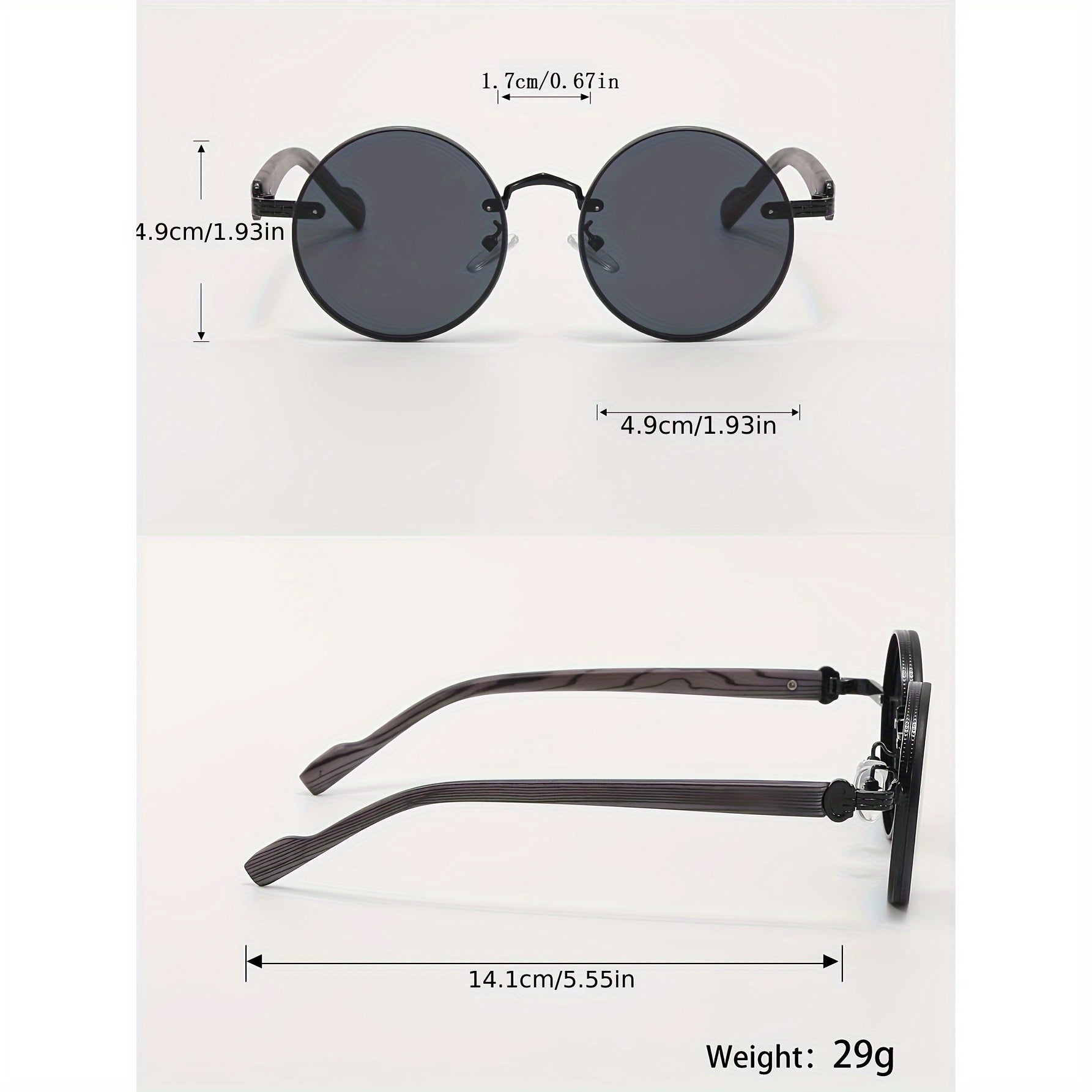 Vintage Round Metal Frame Glasses with Wooden Texture for Men and Women