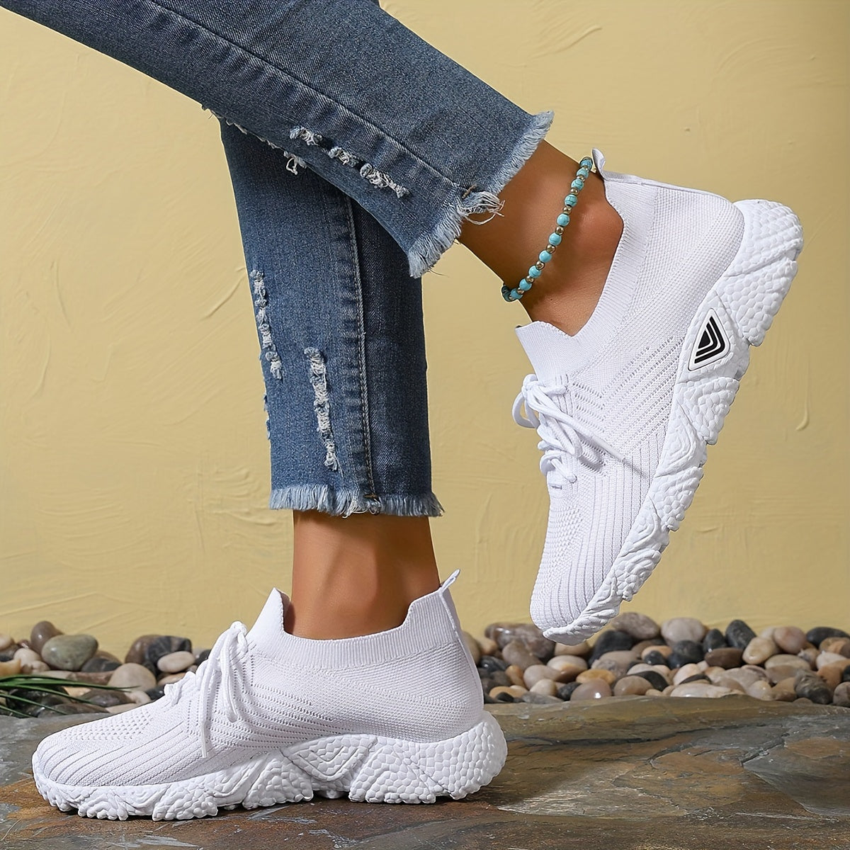 Women's Mesh Lace-Up Casual Sneakers Breathable Lightweight Running Shoes