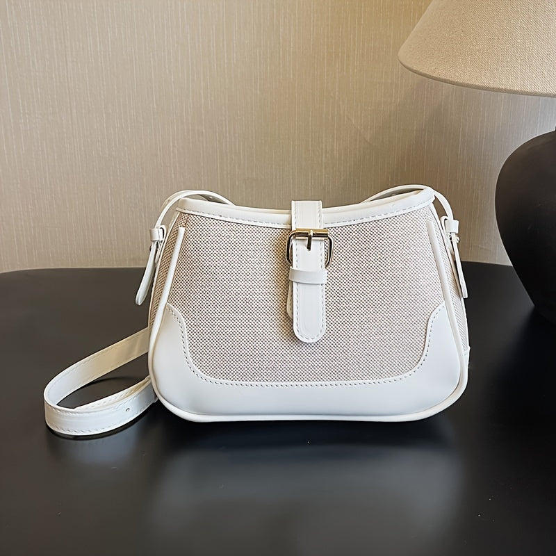 Женская сумка через плечо из синтетической кожи с регулируемым ремнем и застежкой на молнии. Универсальная сумка для покупок и отдыха. Элегантный аксессуар с аккуратной строчкой.