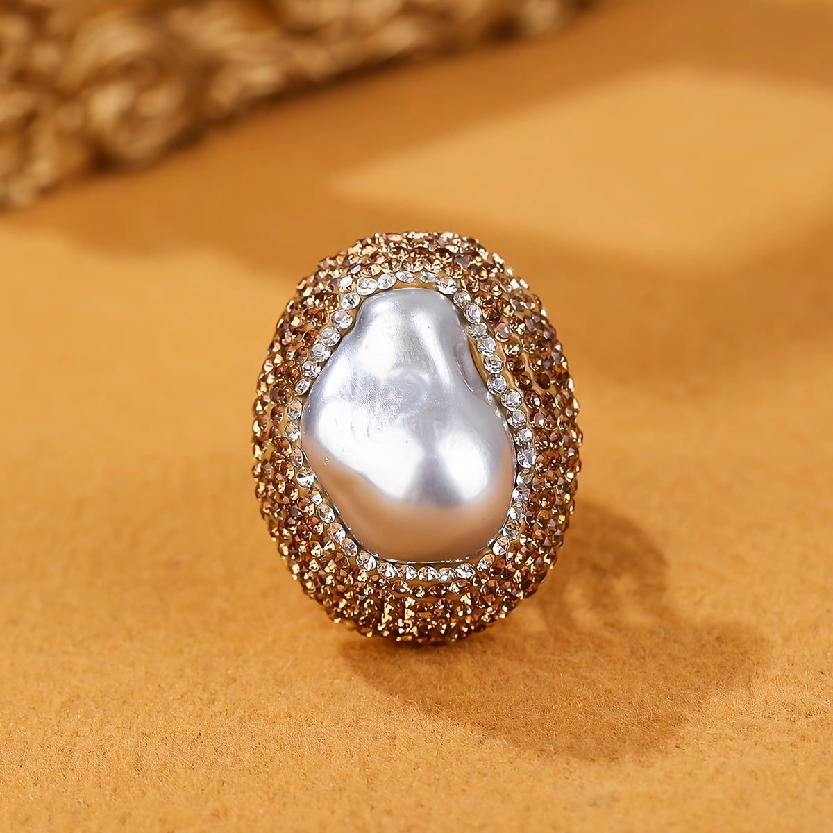 Chic Barok marvarid uzuk, rhinestone aksentlari bilan bezatilgan - Partiyalar va sovgalar uchun ideal, har qanday tadbirga mos keladi