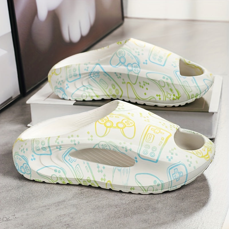 Детские тапочки с открытым носком для мальчиков и девочек, летняя повседневная обувь из ЭВА с случайным узором