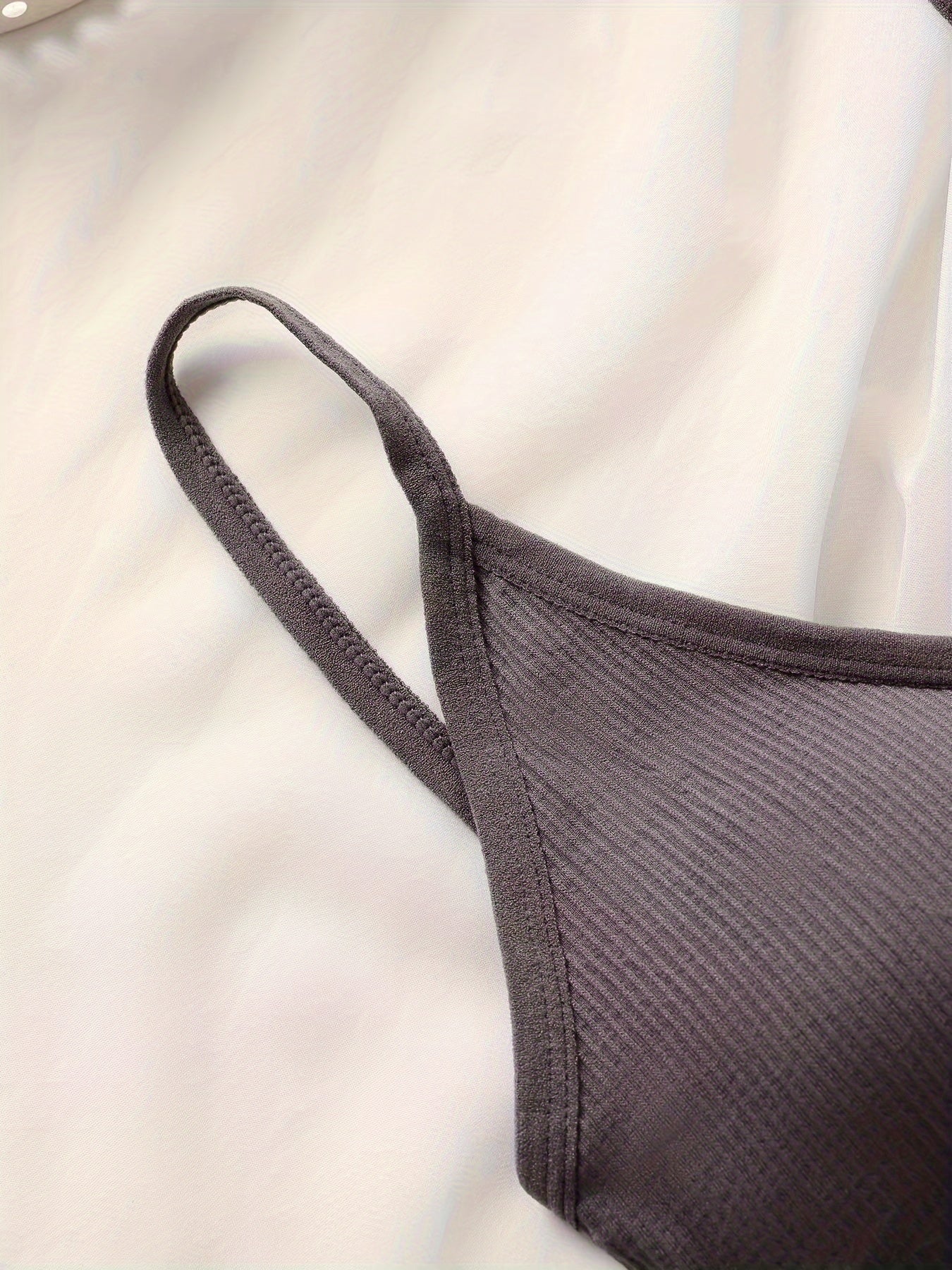 Women's Seamless Ribbed Lingerie Set with Cami Bra and Panties