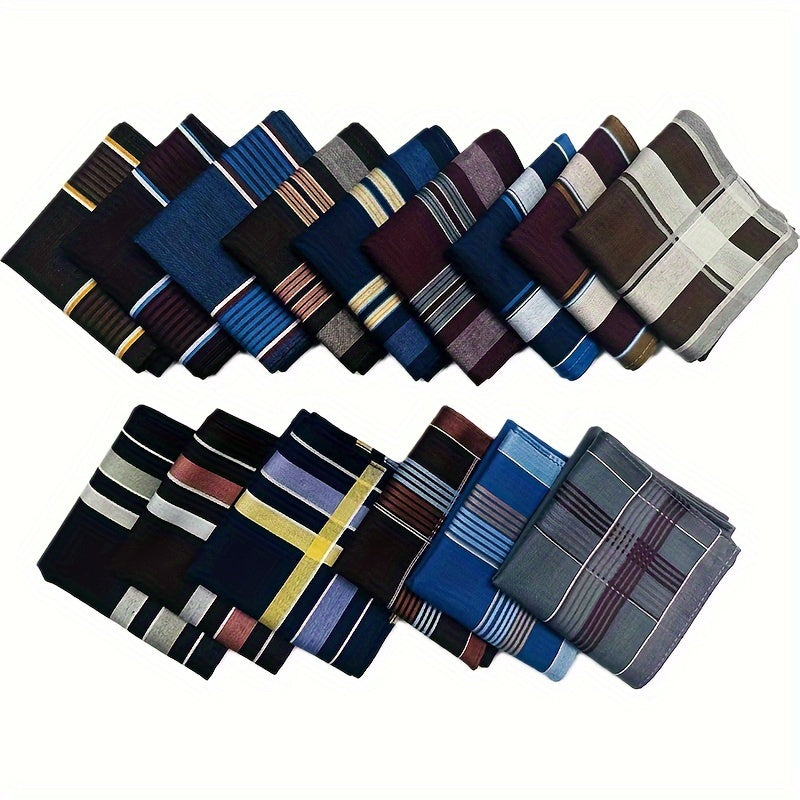 Juego de 12 pañuelos de tela oscuros para hombres, para bolsillos de traje y toallitas para el sudor