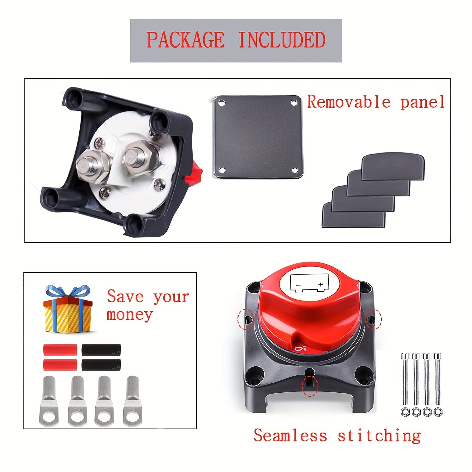 Battery Disconnect Switch 12V-48V Main Isolator Marine Automotive Truck Camper Trailer