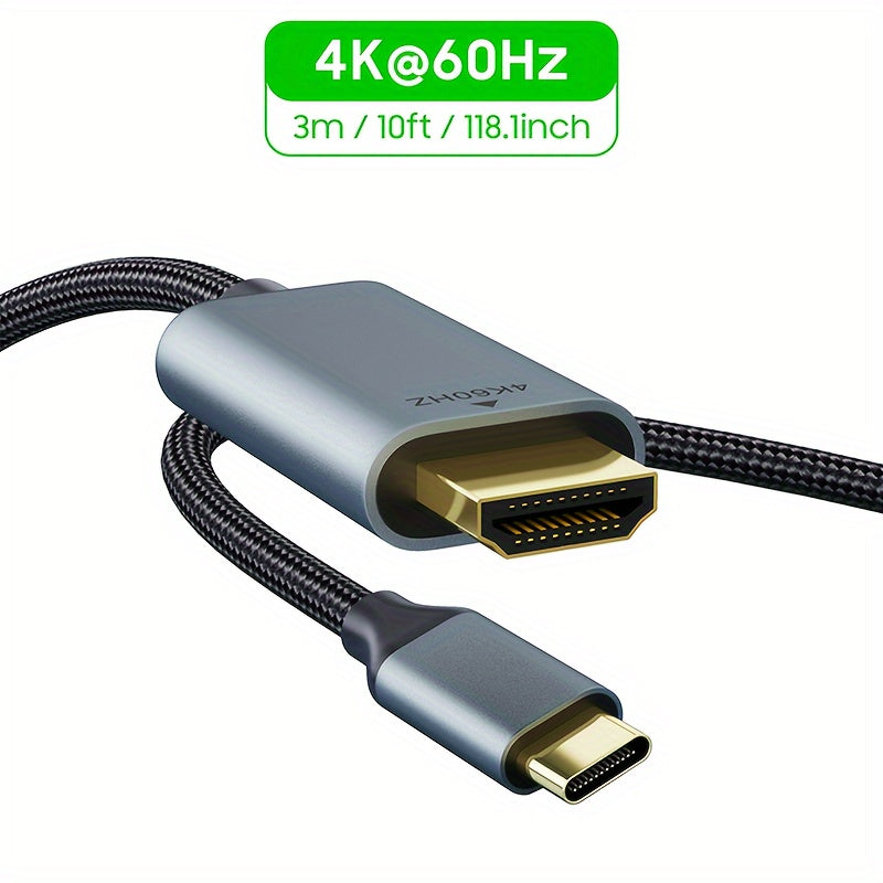 4K USB-C to HDMI Cable for MacBook Galaxy iPad Thunderbolt 3/4 Compatible