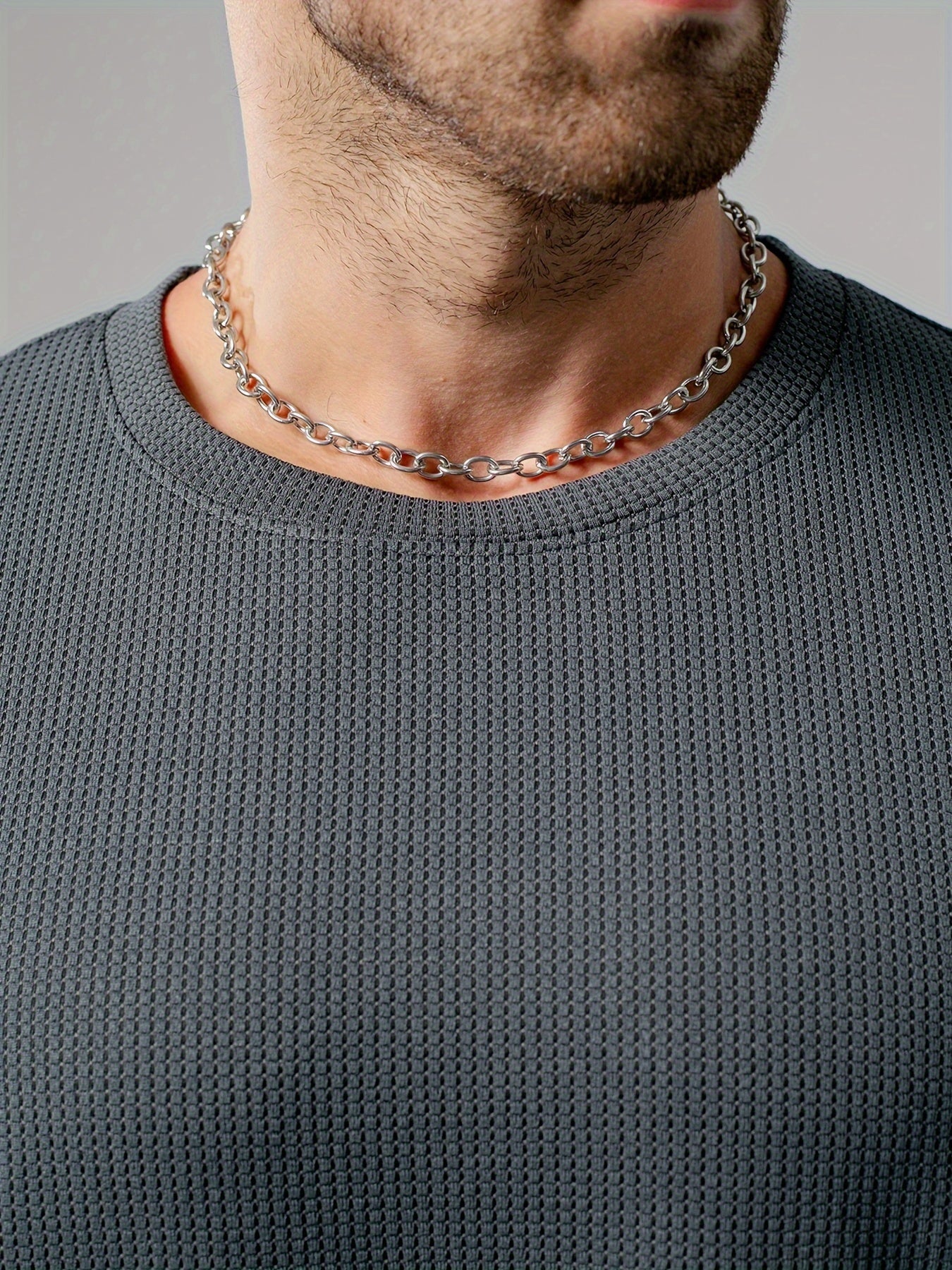 Men's Plus Size Thermal Knit Pullover Casual Stripes Loose Fit Crew Neck Winter