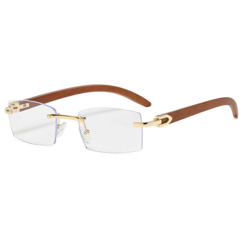 Gafas de sol rectangulares sin montura para hombre 2023, estilo retro, marco pequeño, gafas sin montura