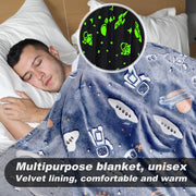 Glow in the Dark Flannel Fleece Blanket with Christmas Tree Print Cozy All-Season Home Decor