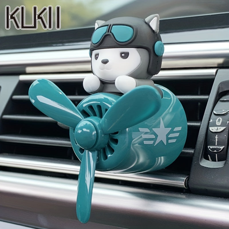 Husky Dog Air Freshener Diffuser with Blue Goggles Car Vent Decor
