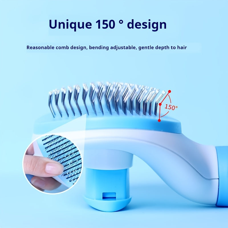 Pet Grooming Brush for Dogs and Cats with One-Click Hair Removal PVC Handle Detangling Shedding