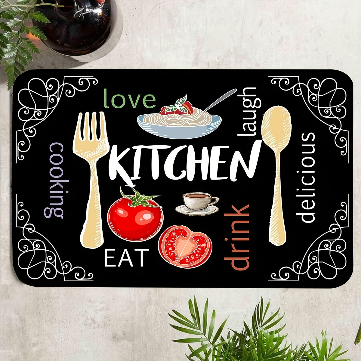 Stain Resistant Memory Foam Kitchen Rug Waterproof Absorbent Non-Slip