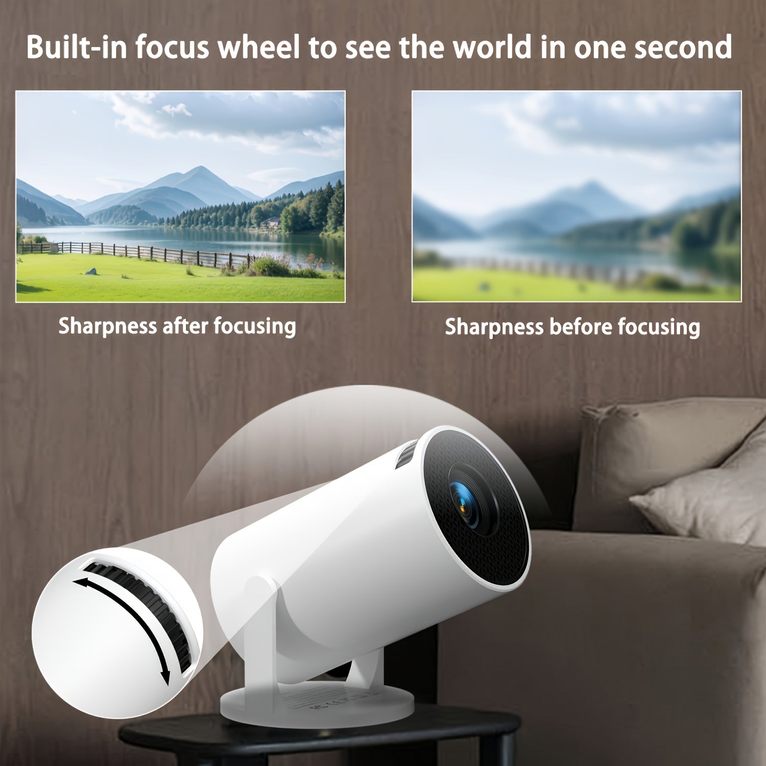 Portable HD Mini Projector with 180° Rotation, Smartphone Sharing, Built-in Speakers