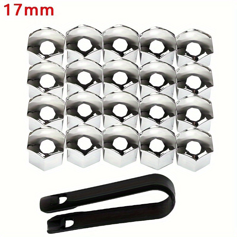 20pcs Chrome Glossy ABS Wheel Nut Covers Tire Bolt Protection Caps Universal Car Accessories
