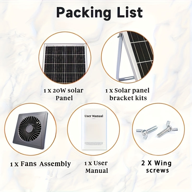 Quyosh energiyali ventilyatsiya fanlari tovuq uyi issiqxona uchun 17W 8W 6W