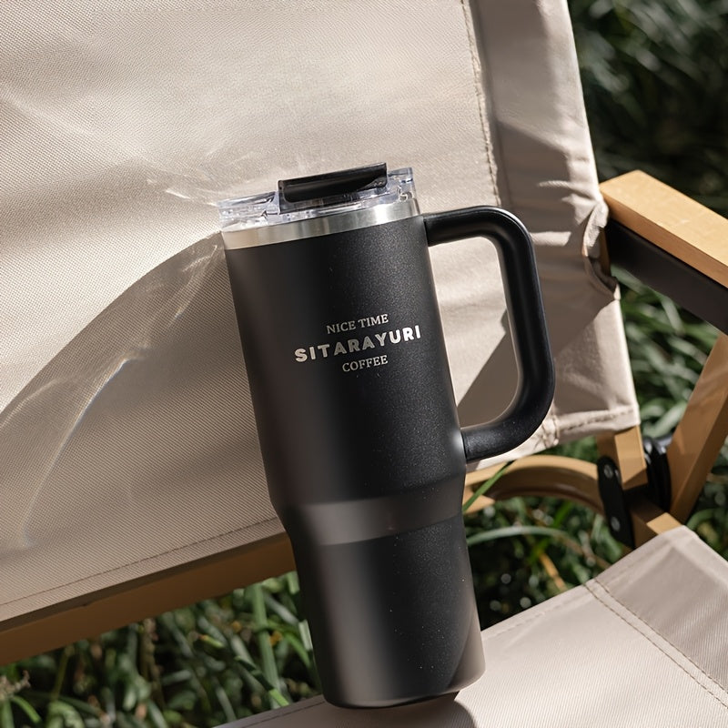 900ml Izolyatsiyalangan zanglamaydigan po'latdan yasalgan tumbler, quvurlik bilan, choyshab bilan, tashqi sayohat, sport uchun qayta ishlatiladigan va suv o'tkazmaydigan