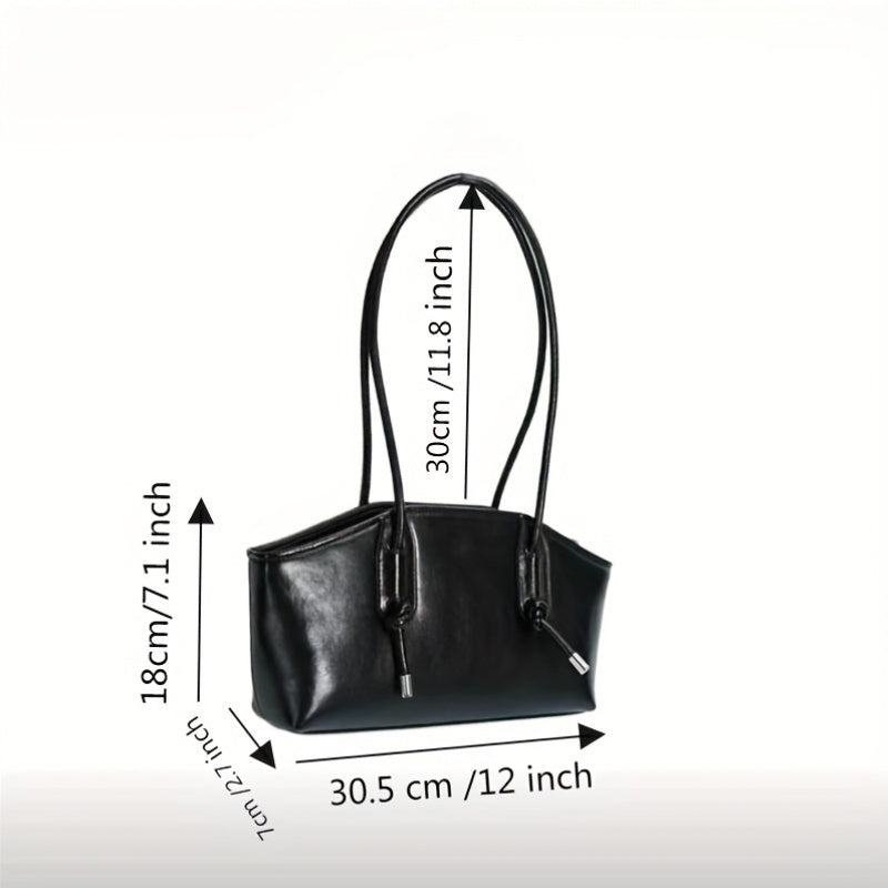 Bolso de hombro para mujer de cuero sintético negro con base dura y gran capacidad
