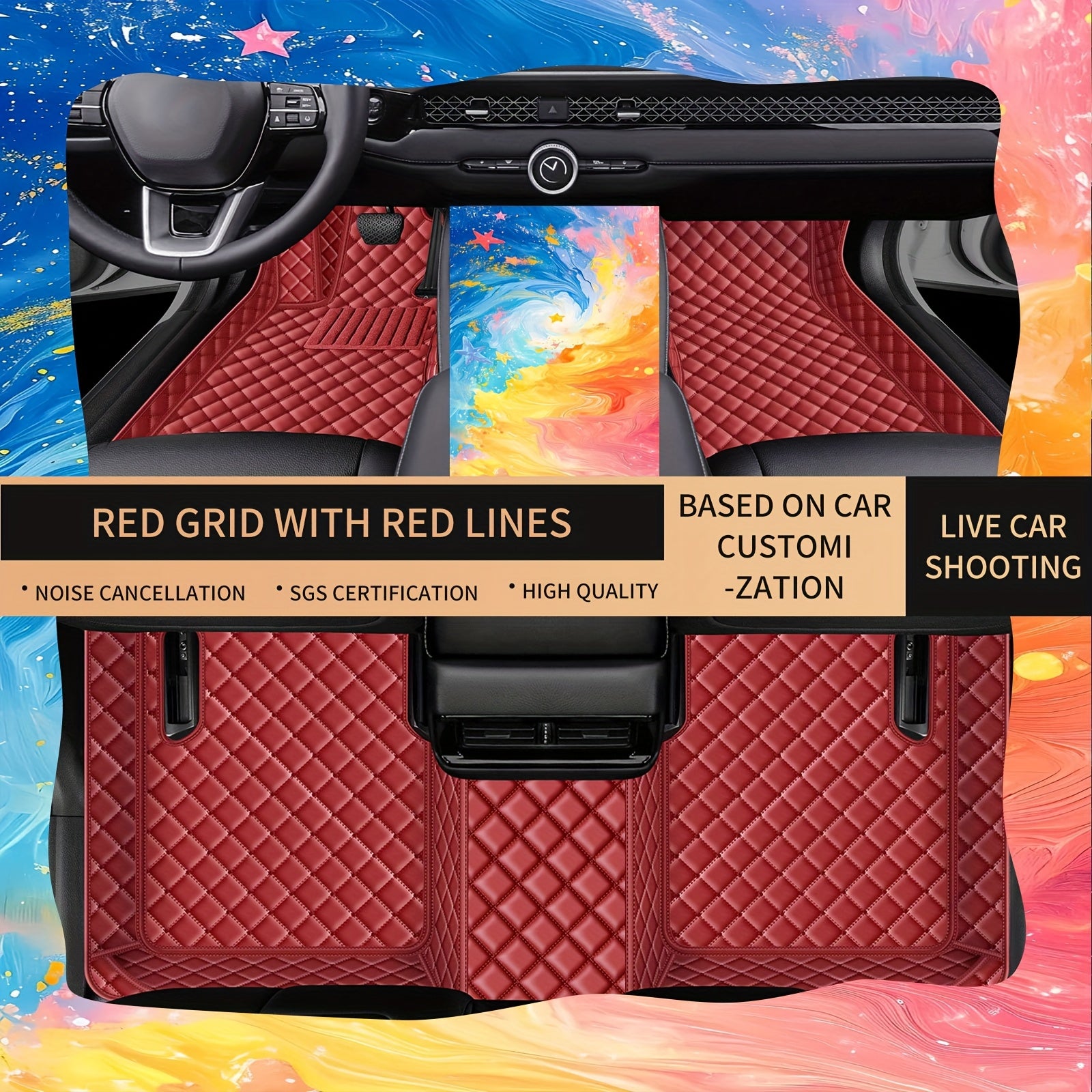 Car Floor Mats Three-Piece Set Leather All-Weather Durable for Left-Drive Vehicles