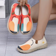 Women Fabric Slip-On Flats Black Comfortable Casual Shoes