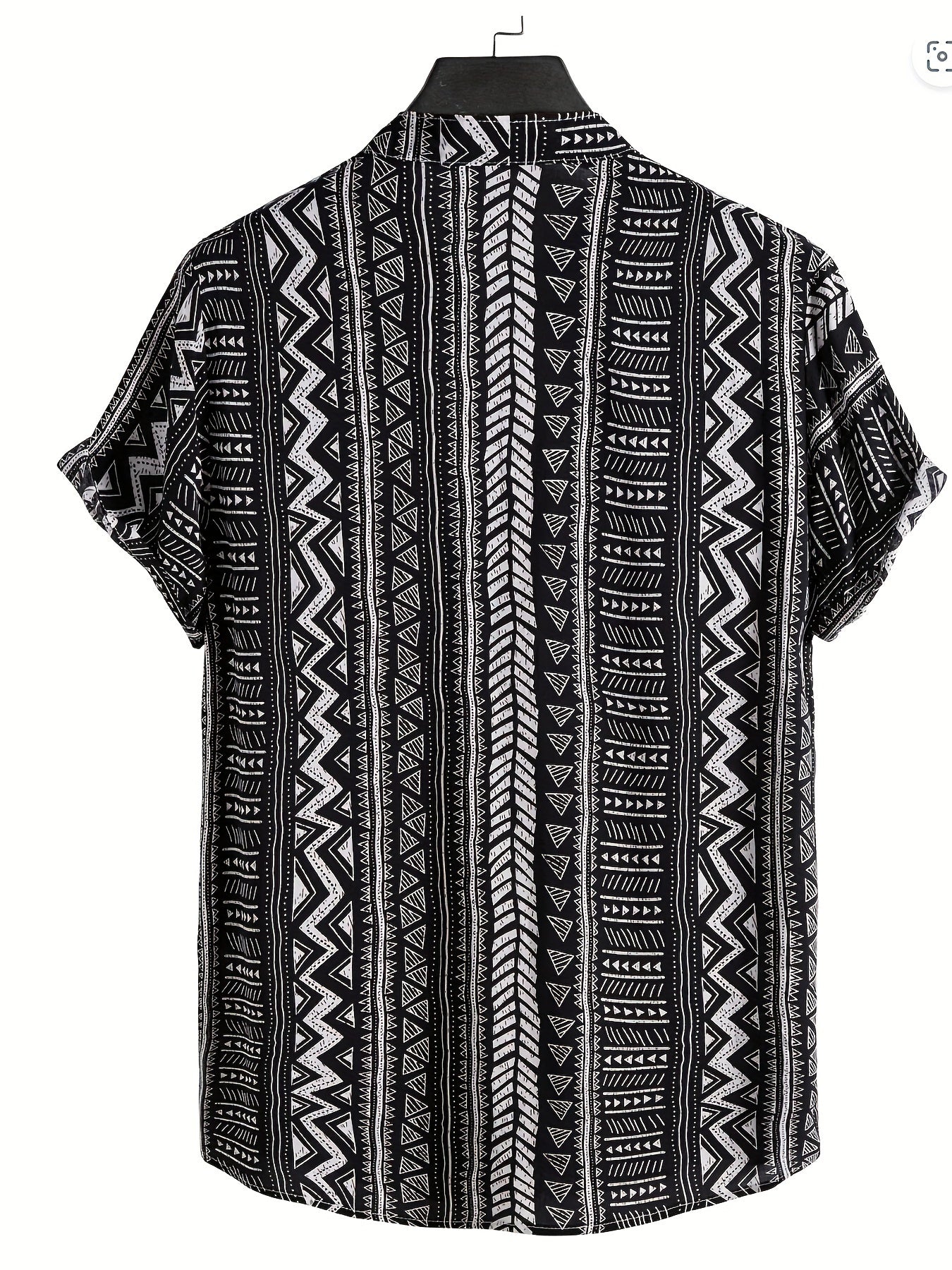 Men's Casual Cotton Blend All Over Print Patterned Shirt with Crew Neck