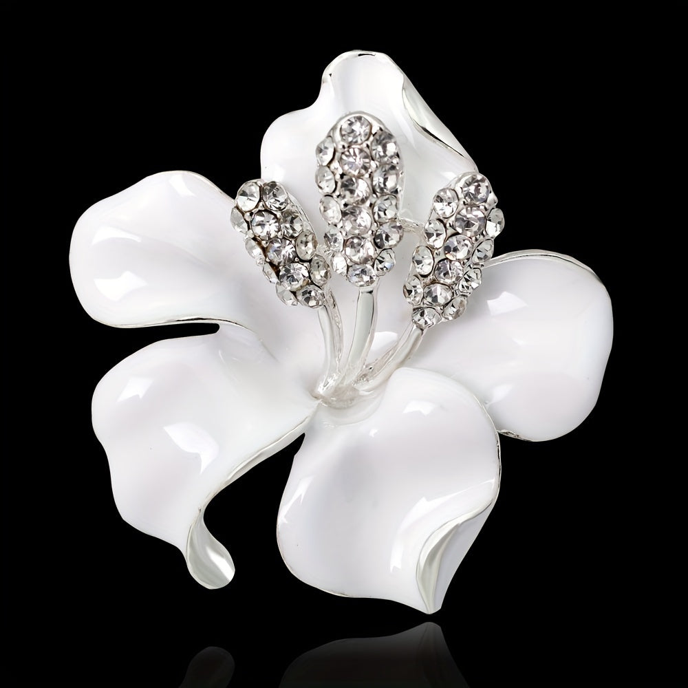 Flower Brooch Pin with Rhinestones for Bridal Wedding Accessories