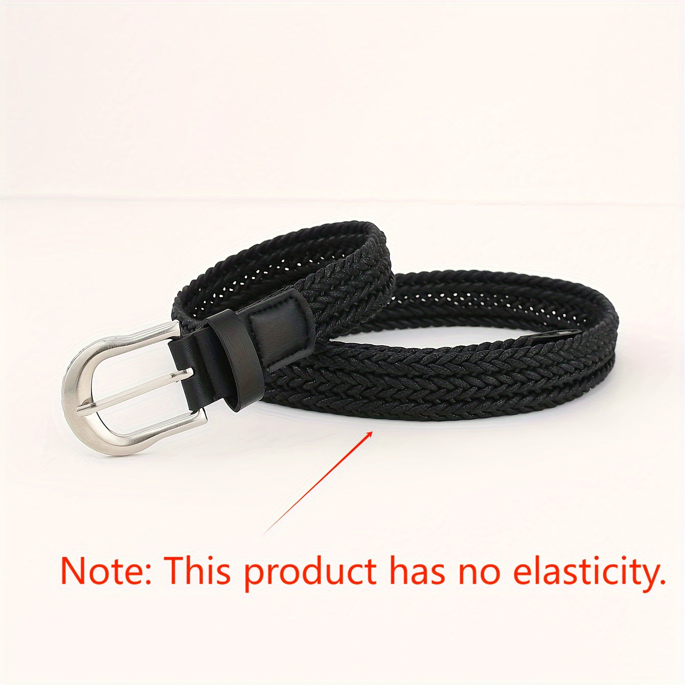 Black Braided Belt for Men and Women with Pin Buckle for Jeans and Casual Wear