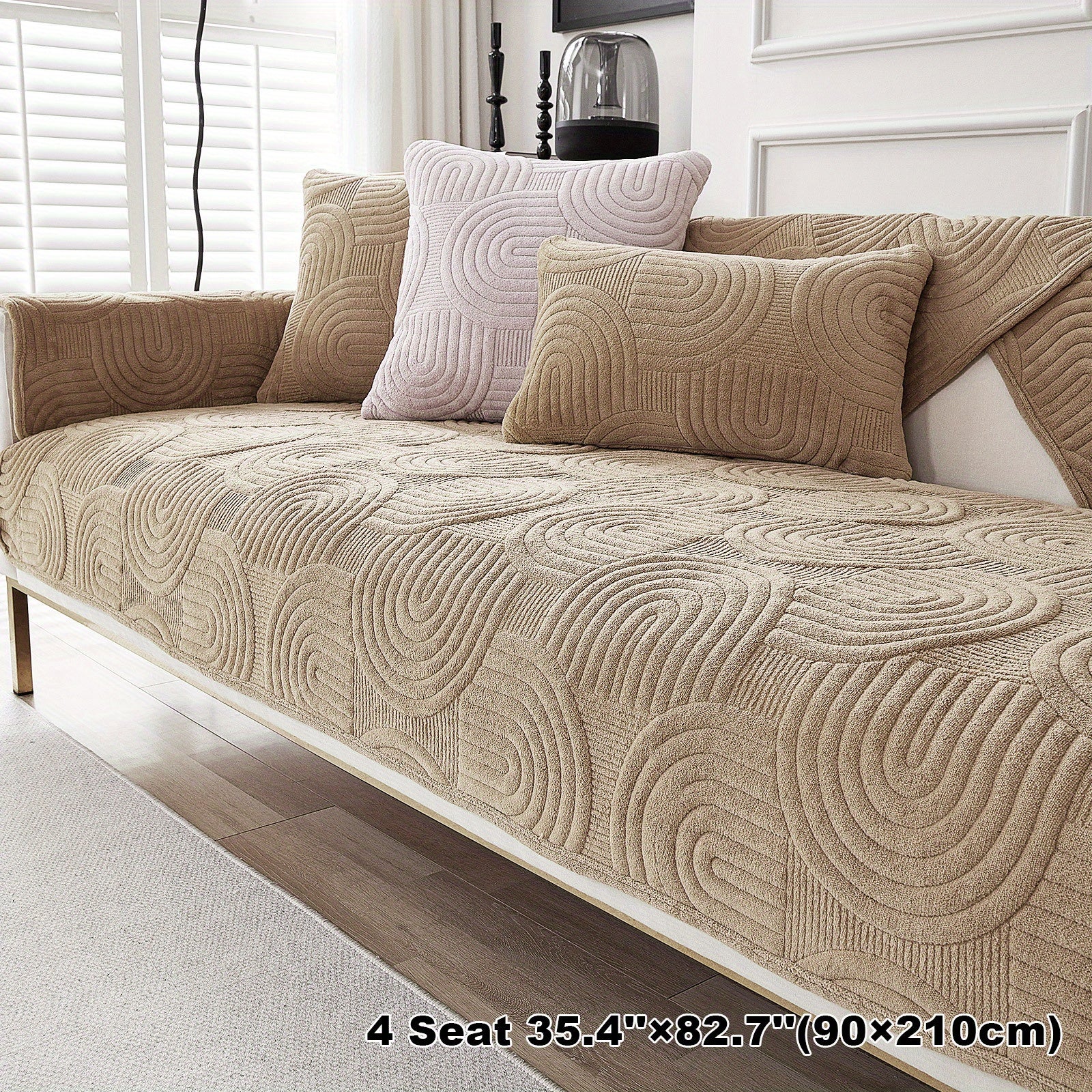 Чехол на мебель из молочного бархата с шерпой, противоскользящий, для защиты мебели, подходит для домашних животных