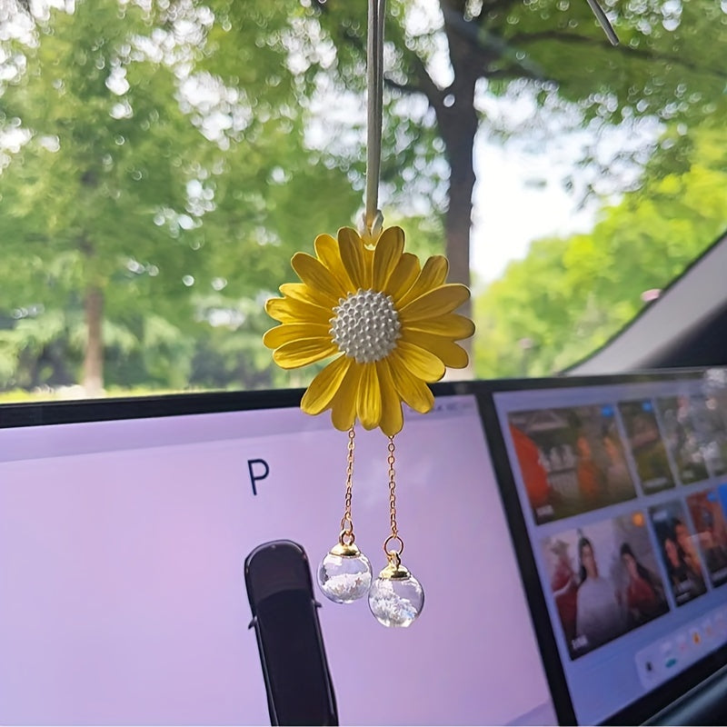 Daisy Car Air Freshener Pendant Yellow Plaster Scented Rearview Mirror Charm