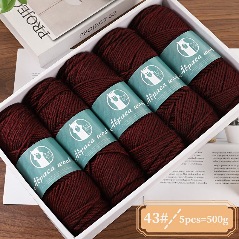 5-Pack Multicolor Alpaca Wool Yarn 500g Thick-Thin Self-Striping and Ombre