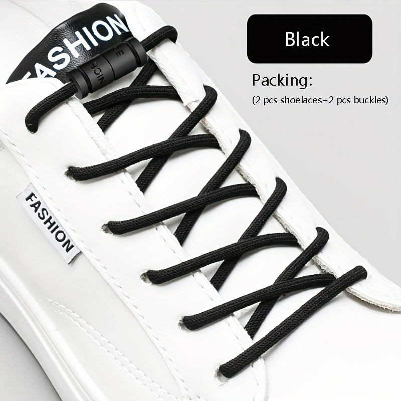 Unisex Elastic Shoe Laces with Buckles for Sports & Casual Shoes
