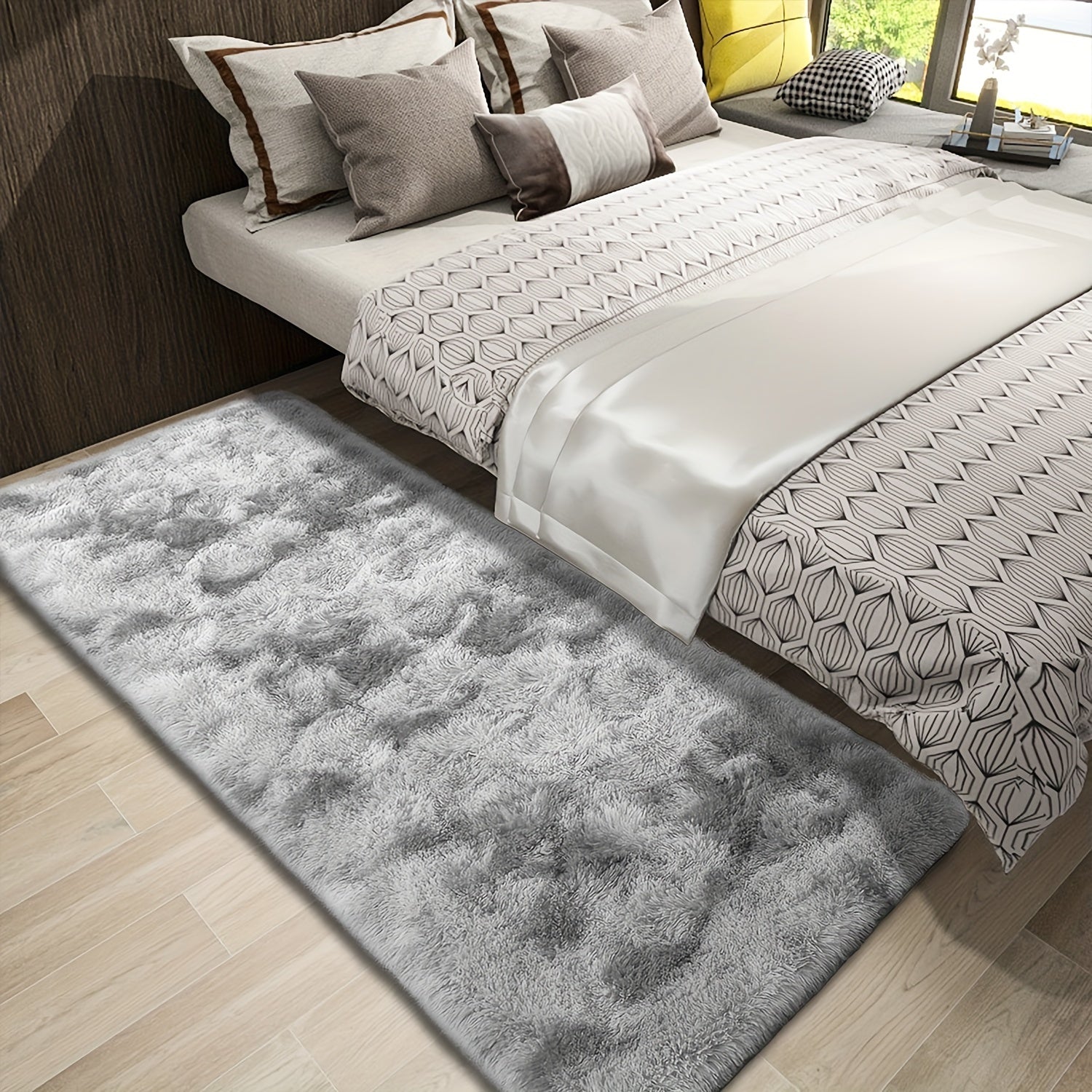 Yumshoq gradient rangli shaggy maydon, polyester maydon yashash xonasi, yotoqxona, divan, yotoq yonida, bay window uchun, mashinada yuvish mumkin, turli o'lchamlarda mavjud