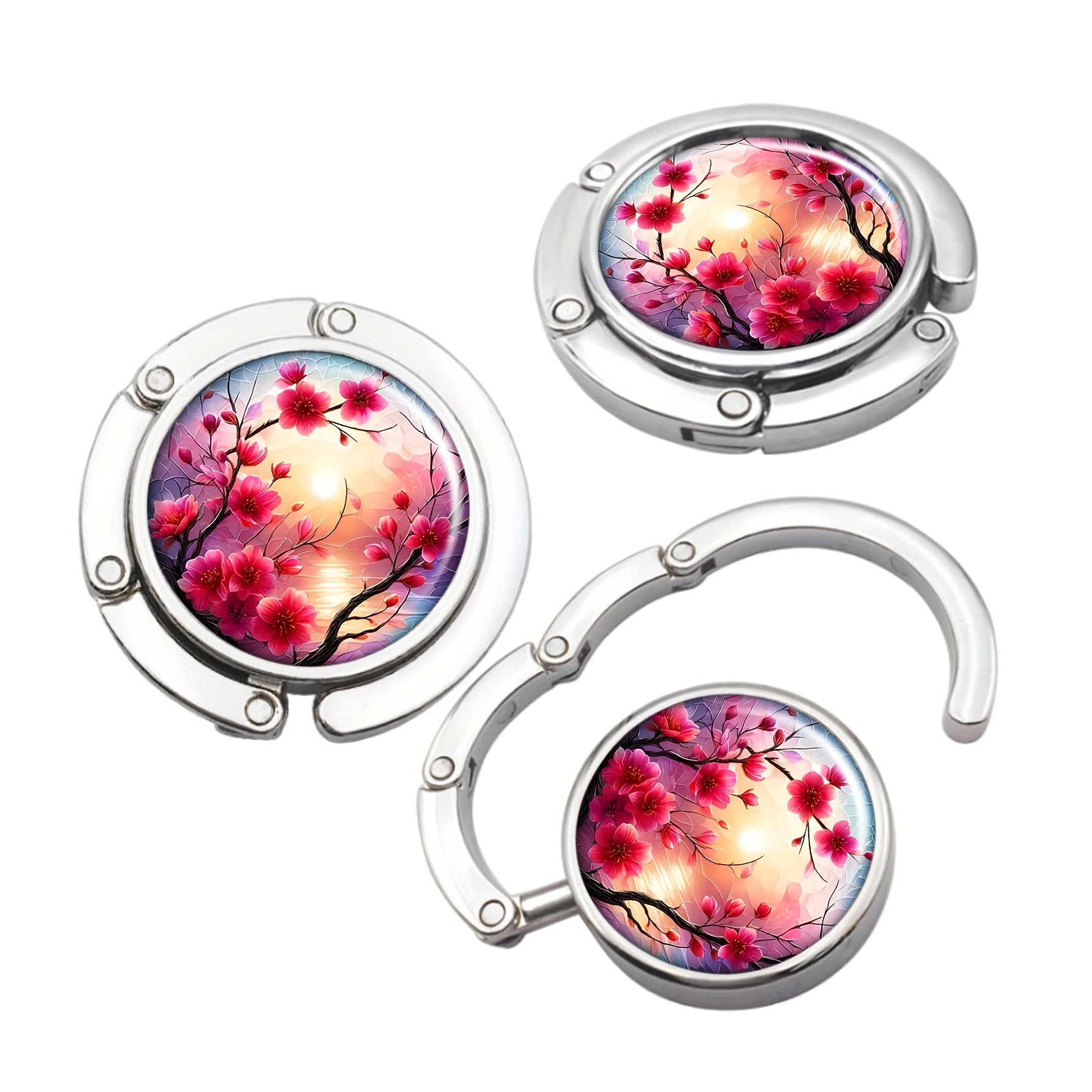Stylish Cherry Blossoms Zinc Alloy Handbag Hanger Portable Purse Hook